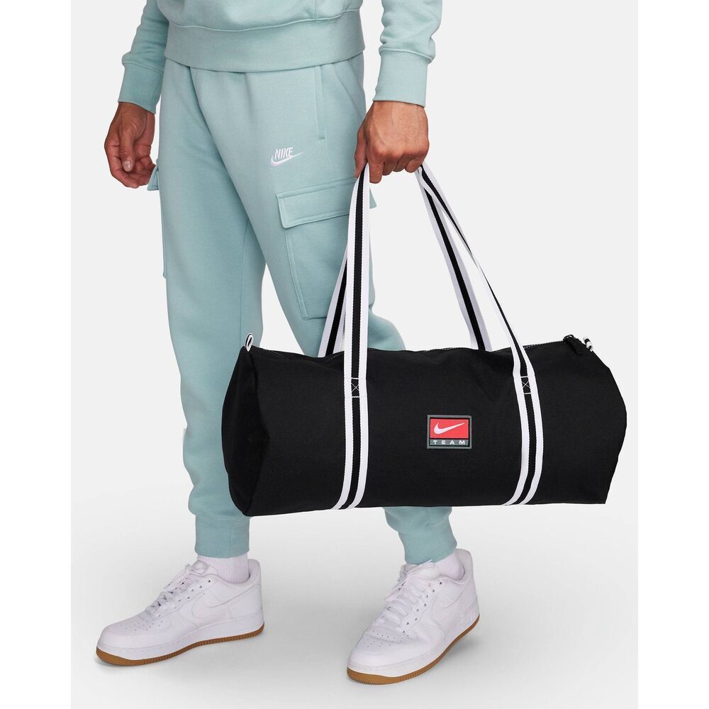 Nike Heritage Duffel Bag Hybrid Shoe Dog Logo Black White Canvas Brand New LE